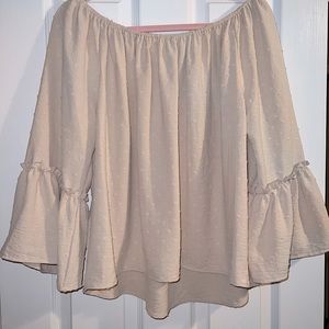 Boutique On/Off the Shoulder Nude Blouse